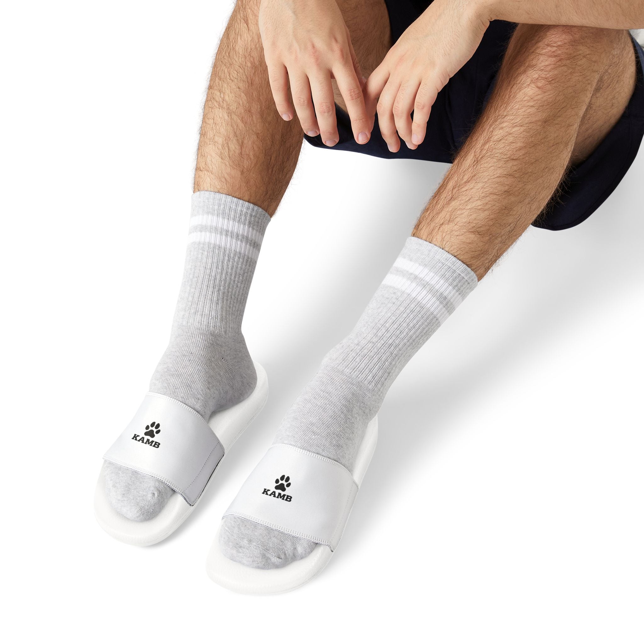 Men's Removable-Strap Slide Sandals — White Casual Pool & Lounge Footwear
