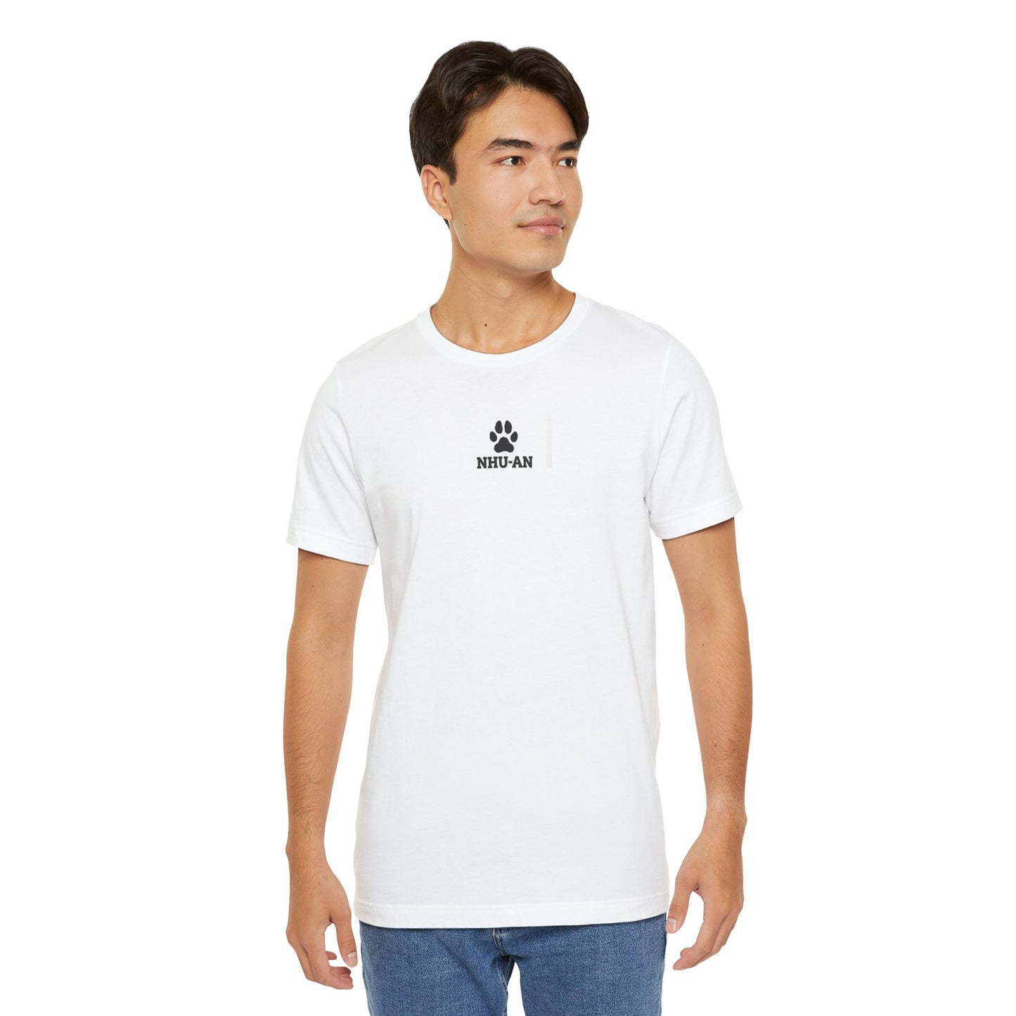 Paw Print "NHU-AN" Minimalist White Tee - Pet Lover Graphic T-Shirt