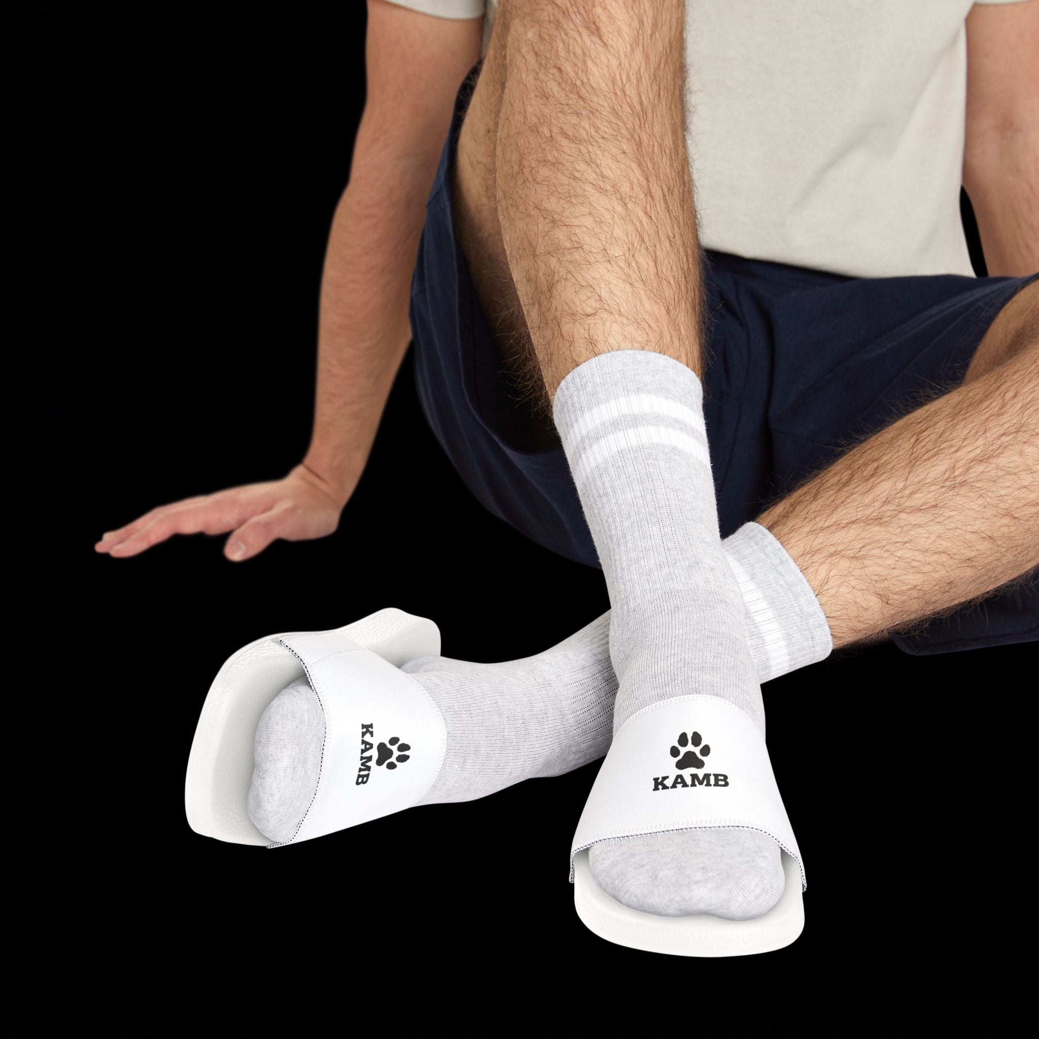 KAMB Men's Removable-Strap Sandals — White Slide Sandals