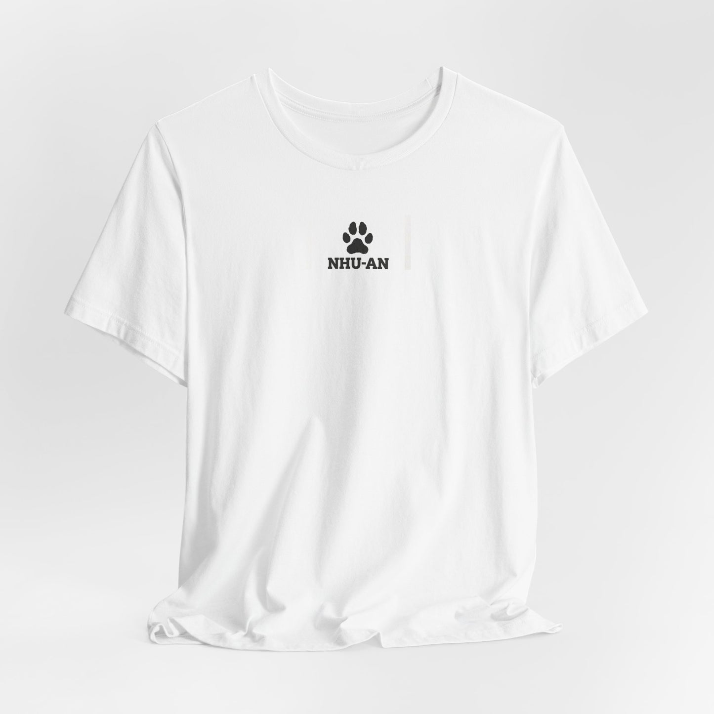 Paw Print "NHU-AN" Minimalist White Tee - Pet Lover Graphic T-Shirt