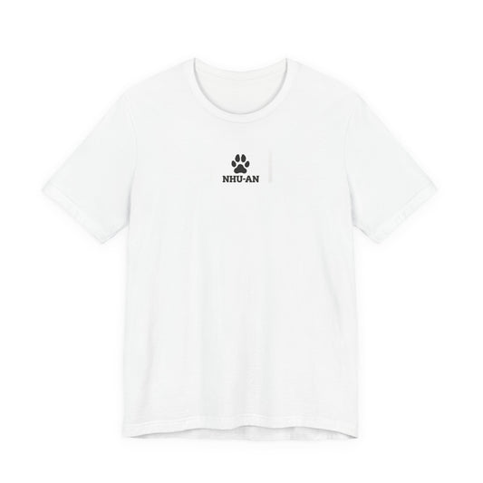 Paw Print "NHU-AN" Minimalist White Tee - Pet Lover Graphic T-Shirt