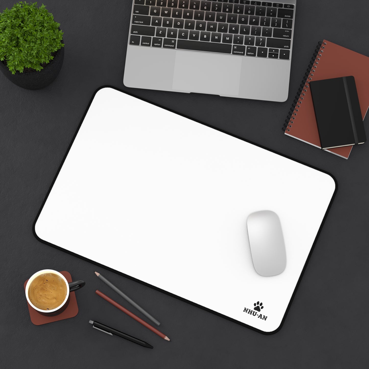 Minimal White Desk Mat — Large Waterproof Mousepad with Non-Slip Base