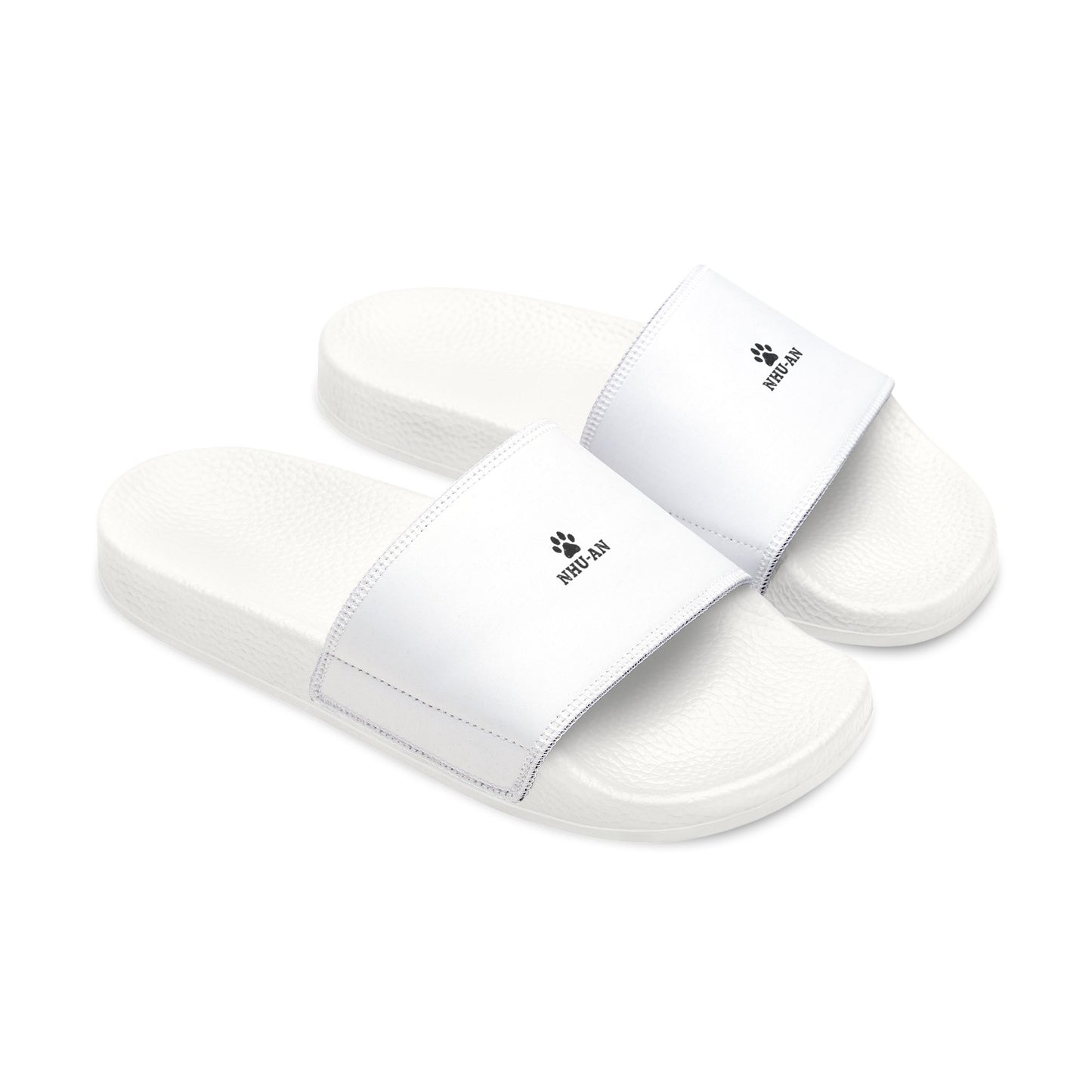Men's Removable-Strap Sandals — White Slide Sandals with Detachable Strap