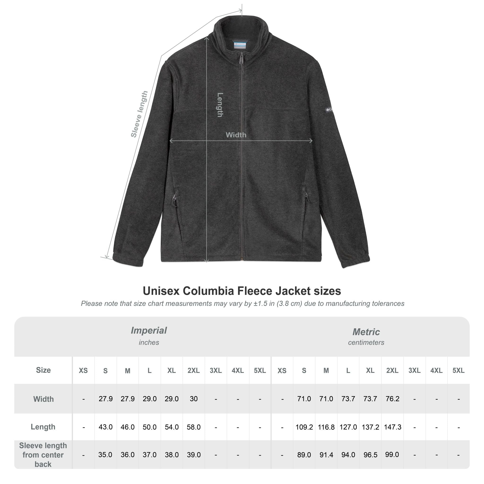 Embroidered Columbia Fleece Jacket — Men's/Women's Zip-Up Outdoor Fleece