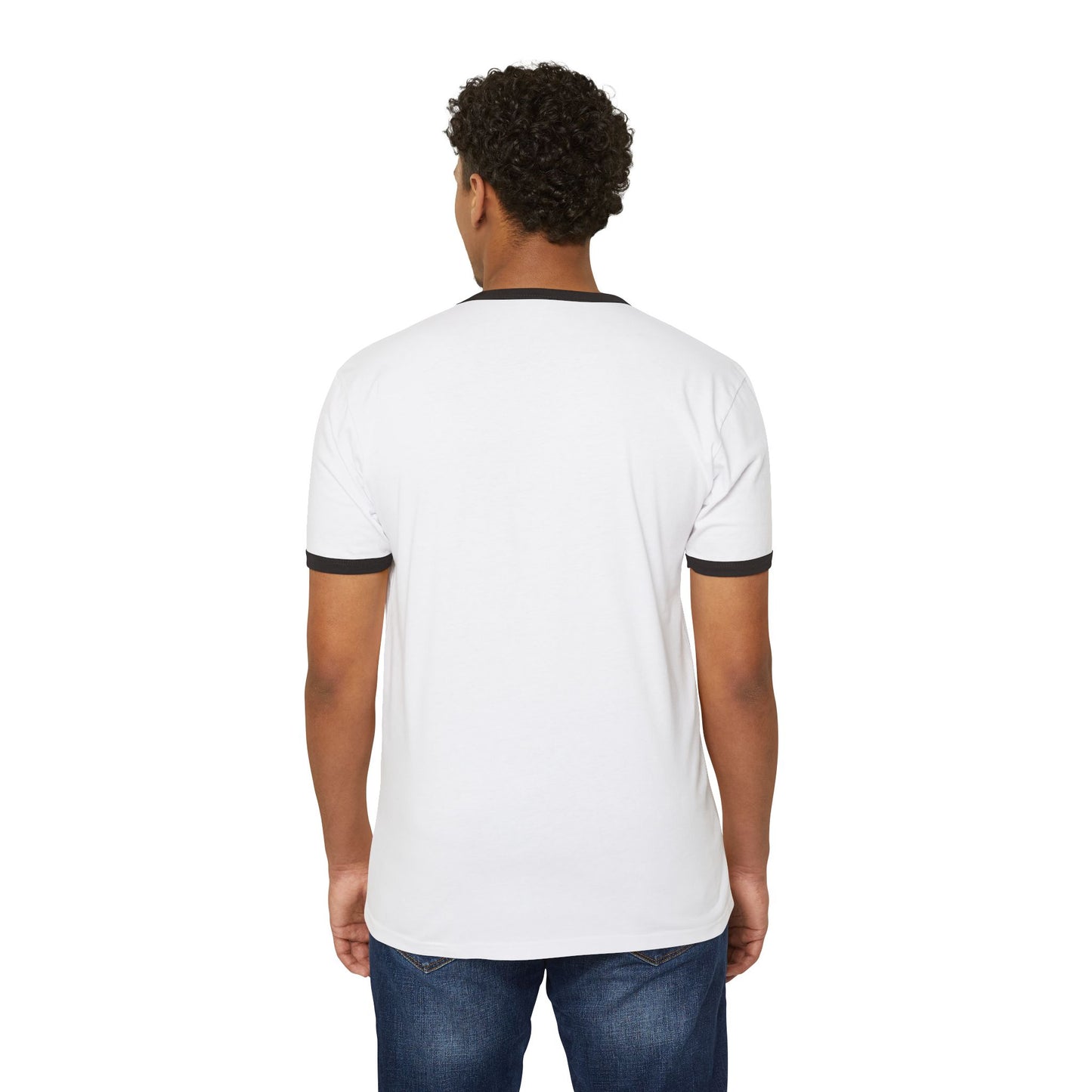 NHU-AN Minimal Paw Print Ringer Tee — Small "NHU- AH" Chest Graphic