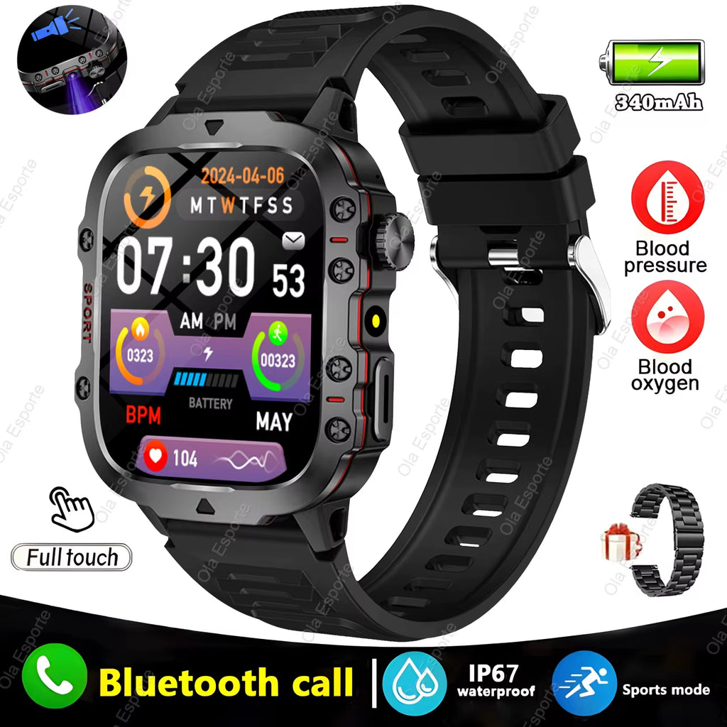Elevate Your Fitness Journey with the 2025 Men's Smartwatch - Bluetooth Calling, Flashlight & IP68 Waterproof Design for Android & iOS