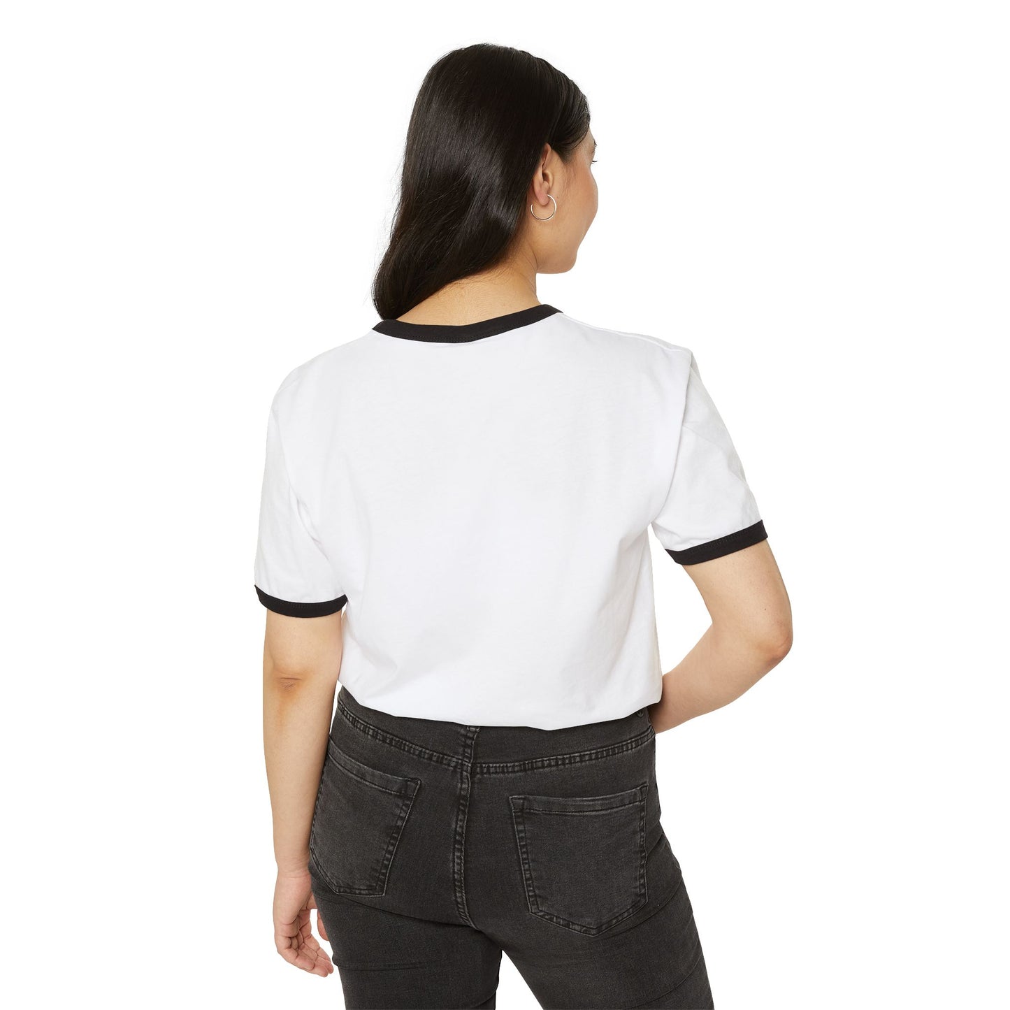 NHU-AN Minimal Paw Print Ringer Tee — Small "NHU- AH" Chest Graphic