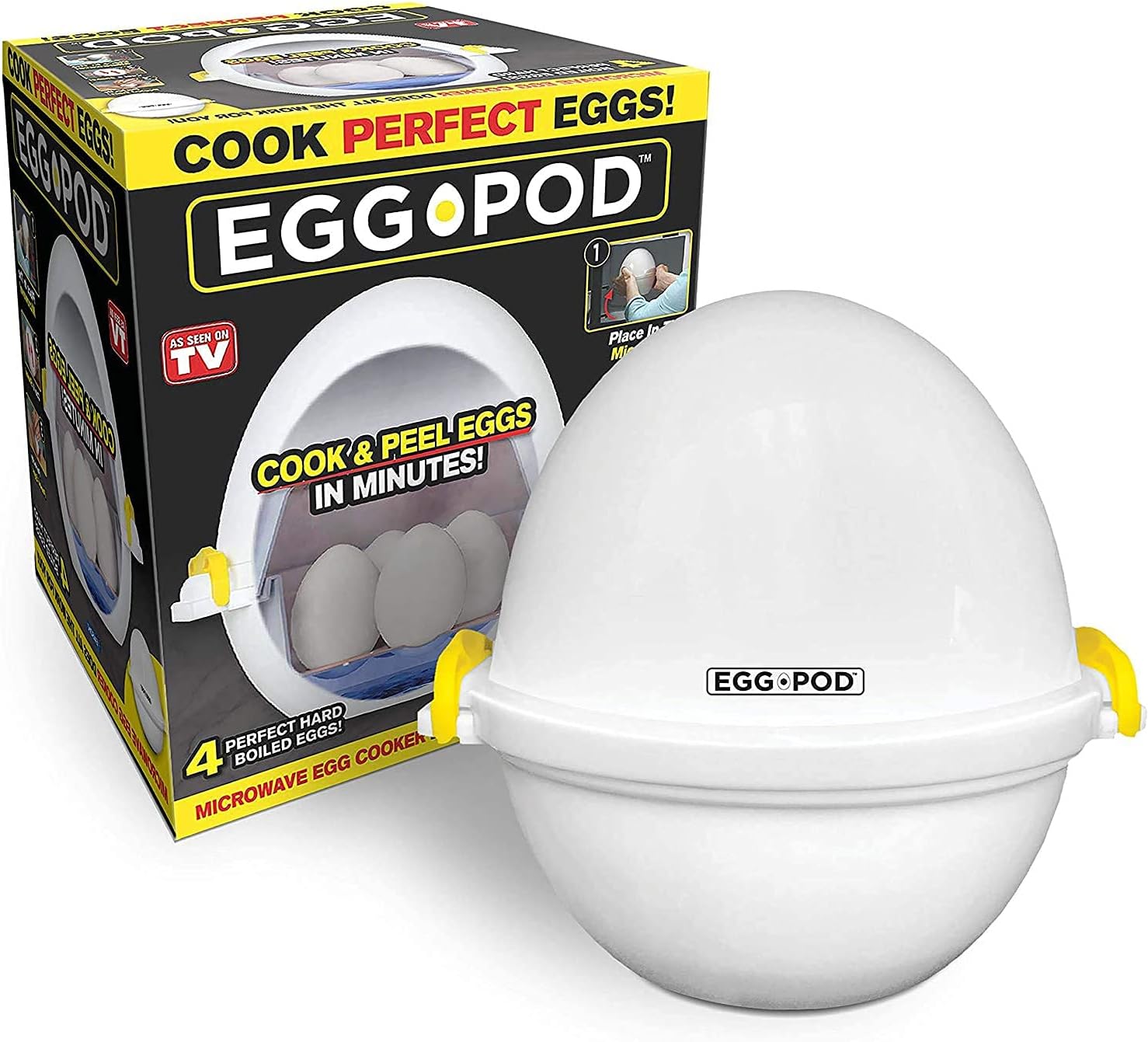 Eggpod by  Egg Cooker Wireless Microwave Hardboiled Egg Maker, Cooker, Egg Boiler & Steamer, 4 Perfectly-Cooked Hard Boiled Eggs in under 9 Minutes as Seen on TV