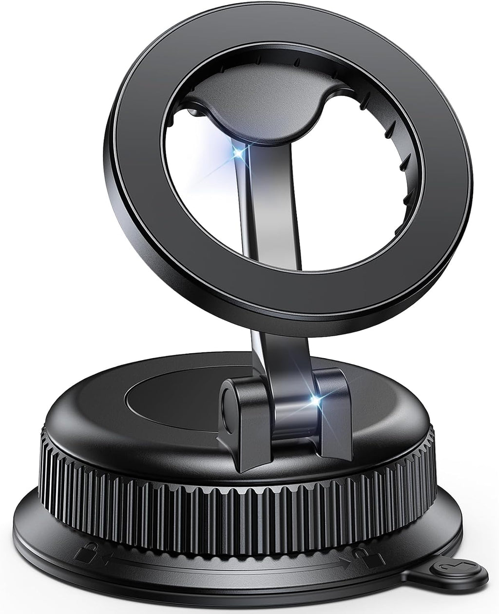 Magnetic Car Phone Holder for Magsafe, Reinforced Zinc Alloy Hinge, Suction Cup Car Phone Mount for Dashboard/Windshield, 360° Rotatable & Foldable Phone Holder for Iphone 17 16 15 14 13 12