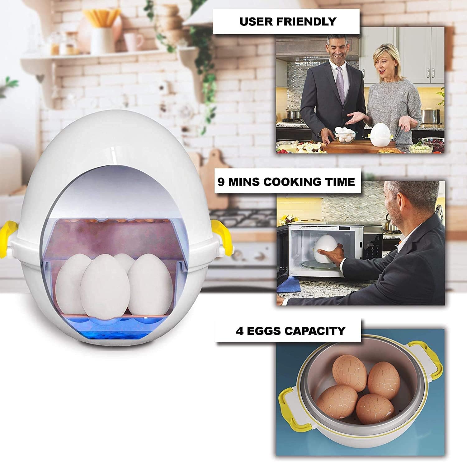 Eggpod by  Egg Cooker Wireless Microwave Hardboiled Egg Maker, Cooker, Egg Boiler & Steamer, 4 Perfectly-Cooked Hard Boiled Eggs in under 9 Minutes as Seen on TV