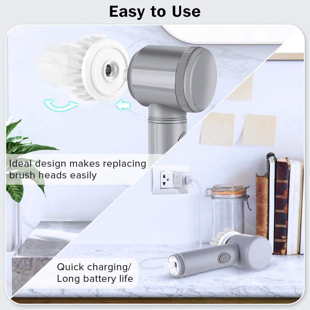 Electric Cleaning Brush Set, 6 Brush Heads, Rechargeable Power Scrubber with Quick Charging, Multi-Purpose for Kitchen, Bathroom, Tile, Shoe Cleaning