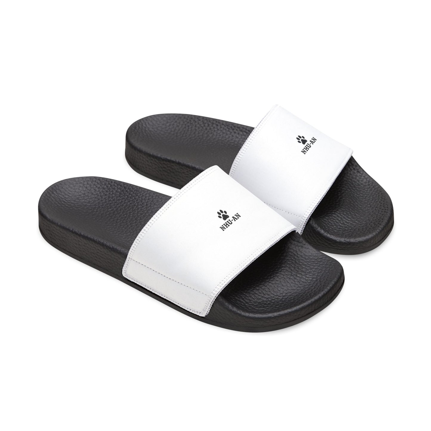 Men's Removable-Strap Sandals — White Slide Sandals with Detachable Strap