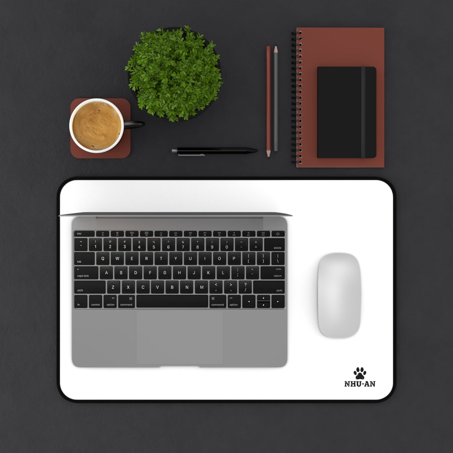 Minimal White Desk Mat — Large Waterproof Mousepad with Non-Slip Base
