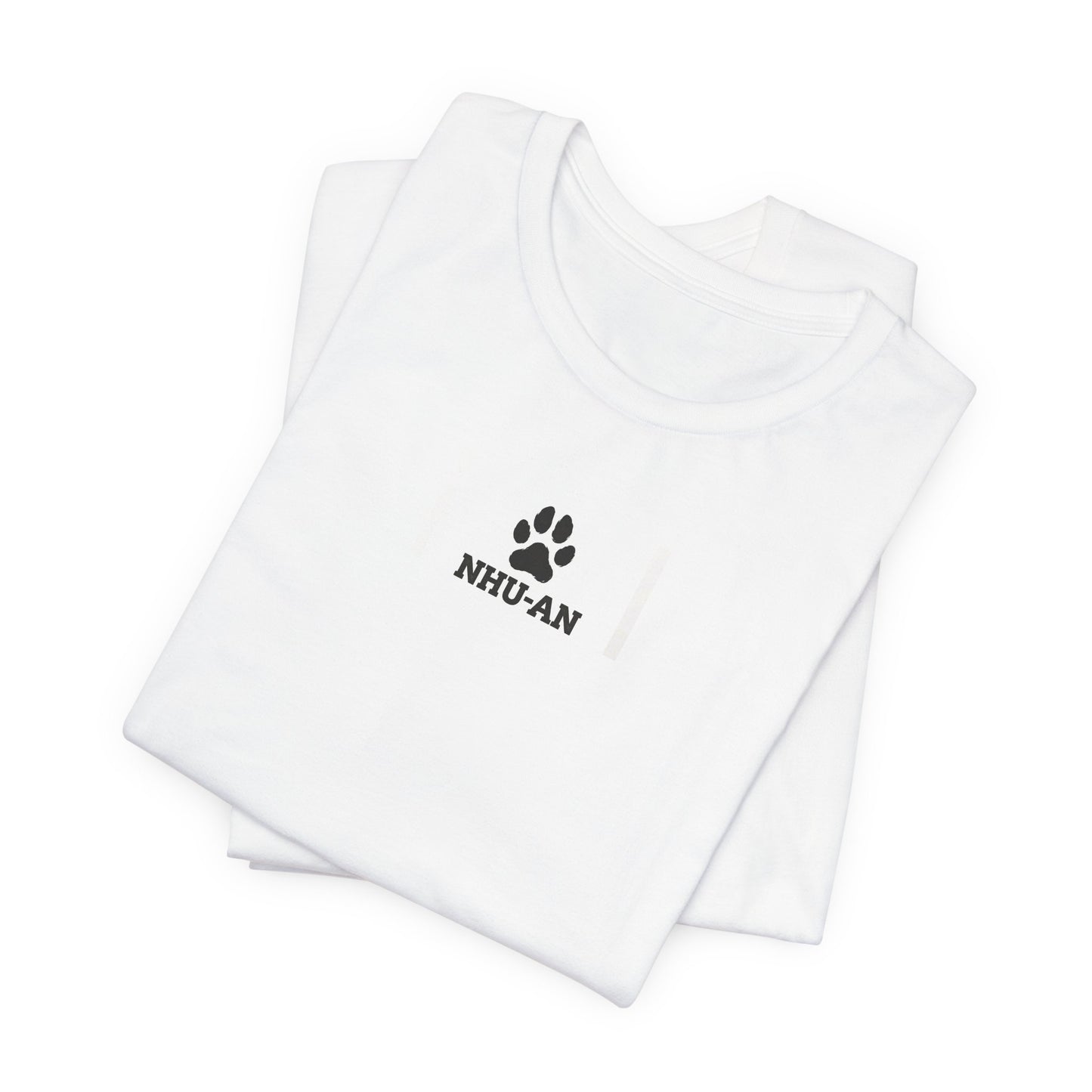 Paw Print "NHU-AN" Minimalist White Tee - Pet Lover Graphic T-Shirt