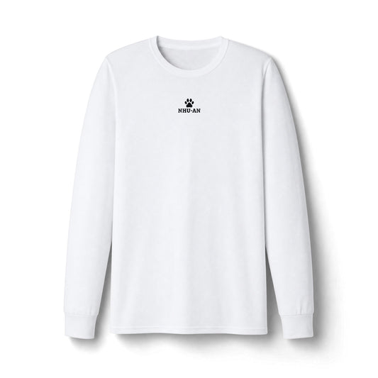 Minimalist Paw Print Long Sleeve Tee – 'MEW-MOM' Cat Lover Shirt