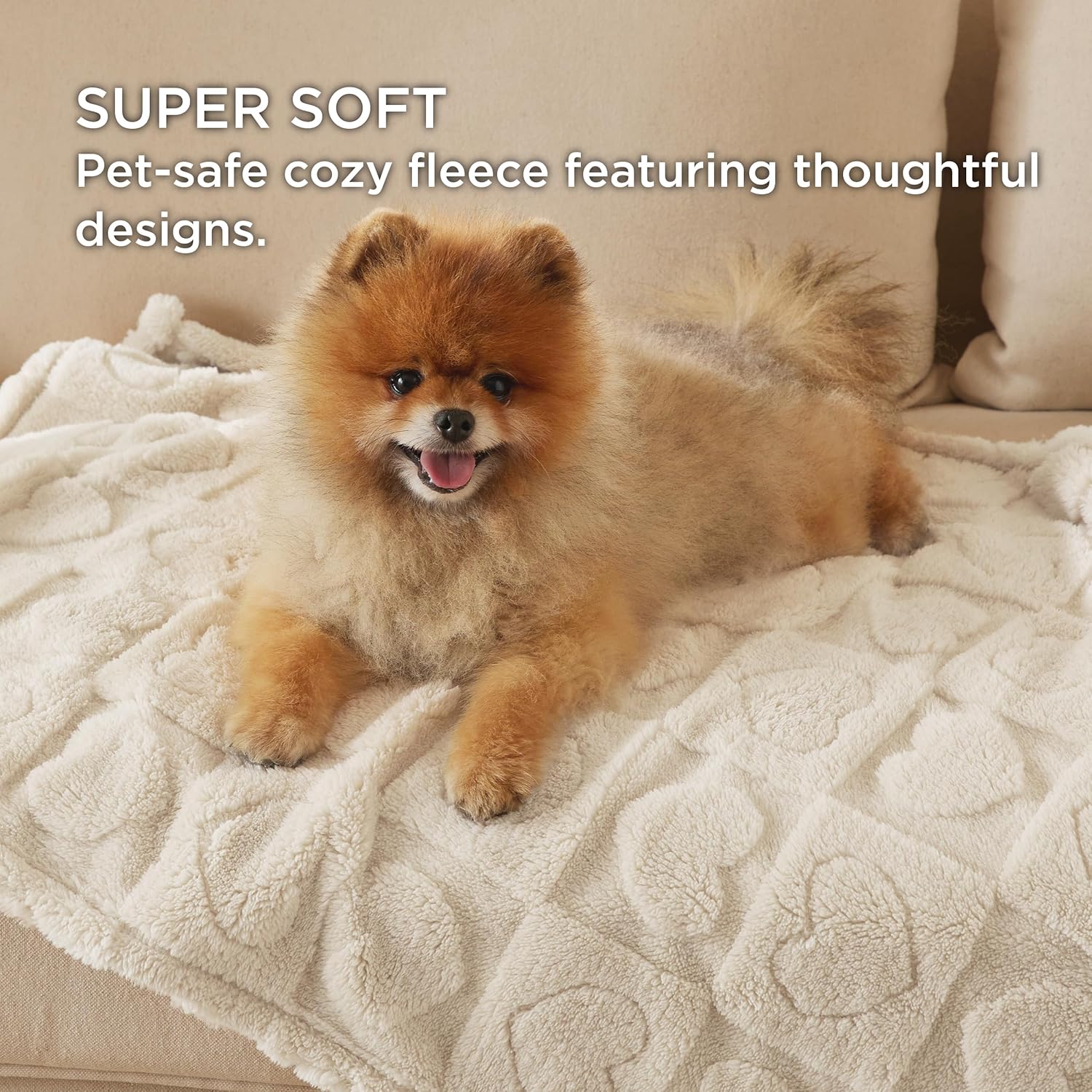 Bedsure Waterproof Dog Blankets Grey for Large Dogs Dog Blanket White 40"X50"