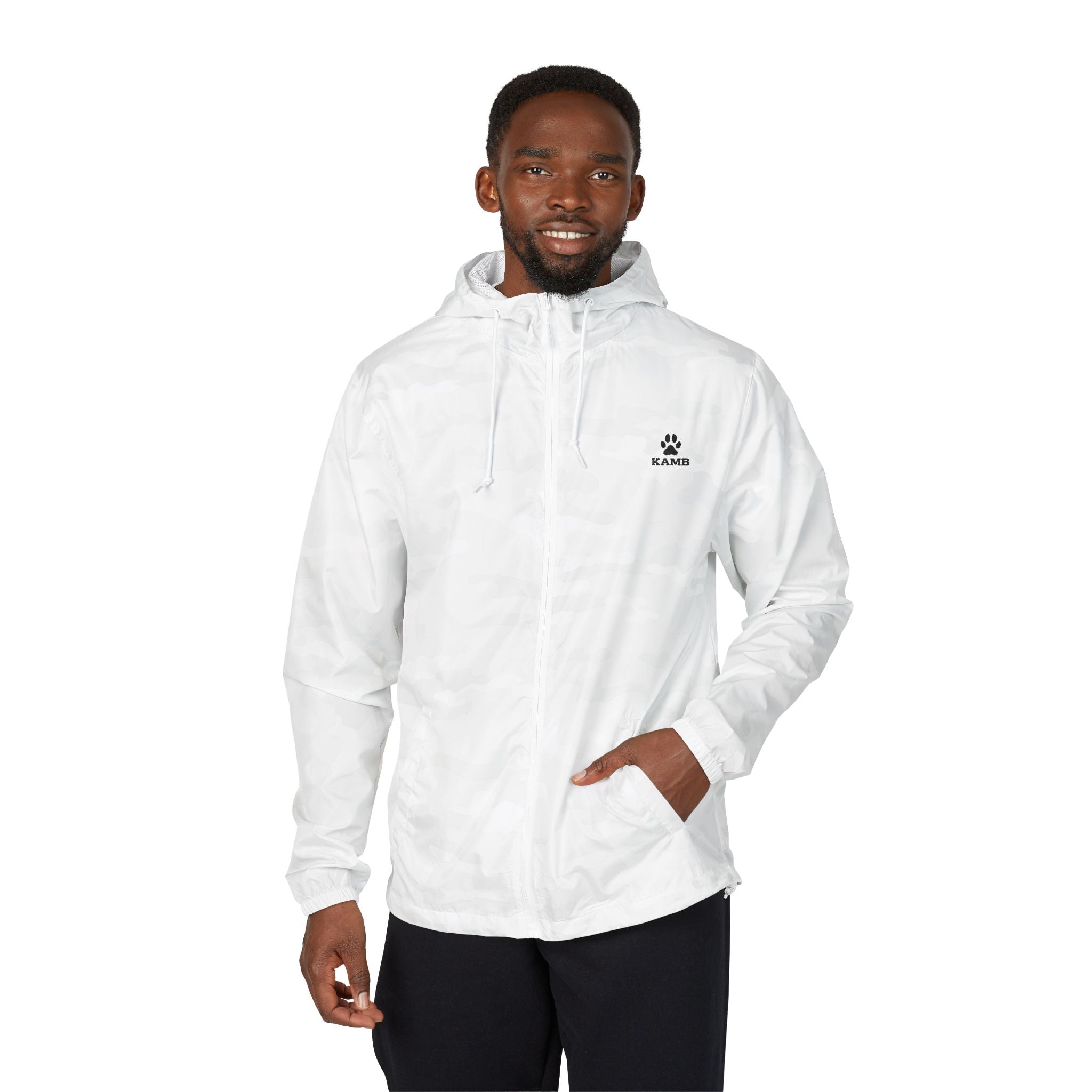 Windbreaker Jacket - Minimal Black Crown Logo, Lightweight Full-Zip Hooded Outerwear