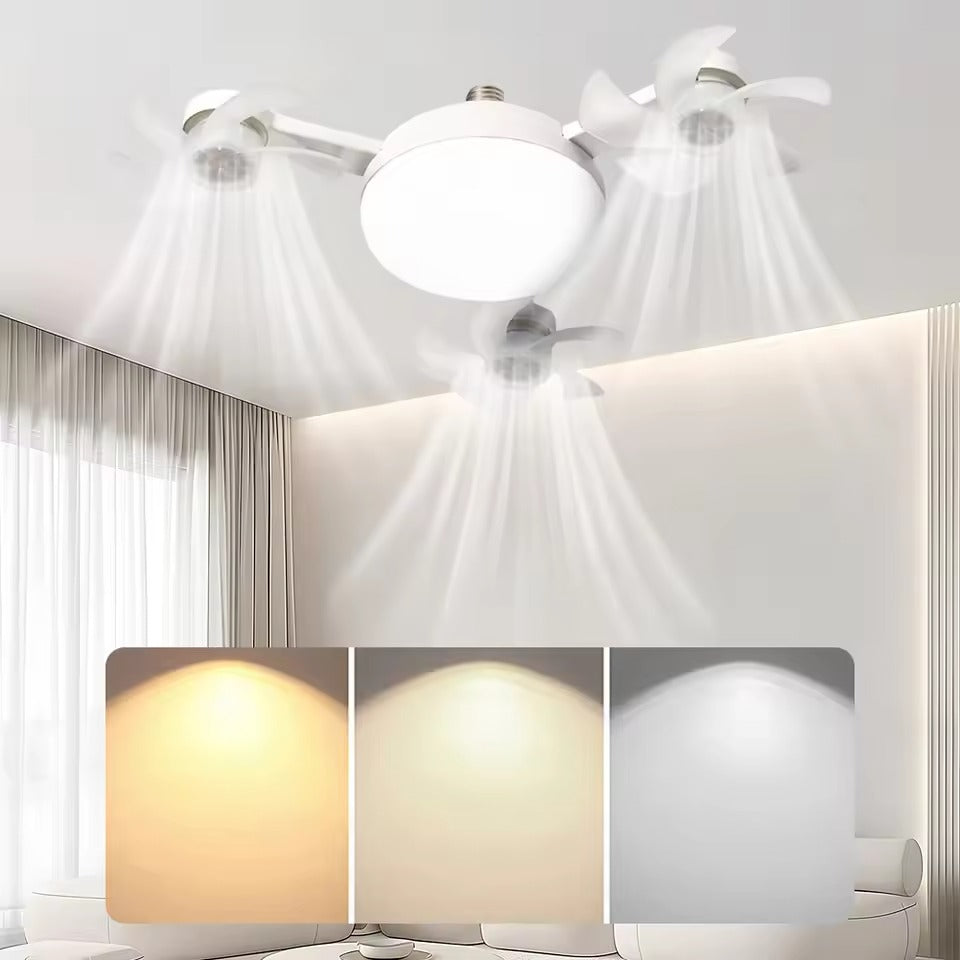 2 In 1 Hanging Fan with LED Light E27 Universal Dimming Drone Fan Silent Ceiling Drone Fan for Dining Room Bedroom Living Room