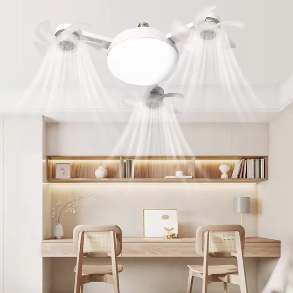 2 In 1 Hanging Fan with LED Light E27 Universal Dimming Drone Fan Silent Ceiling Drone Fan for Dining Room Bedroom Living Room