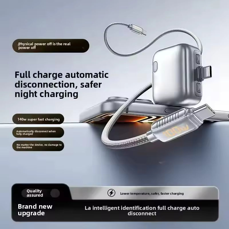 140W Intelligence Fast Charging Auto Stop Charger Adapter Physical Full Charge Disconnector Protect Battery Health For Type-C