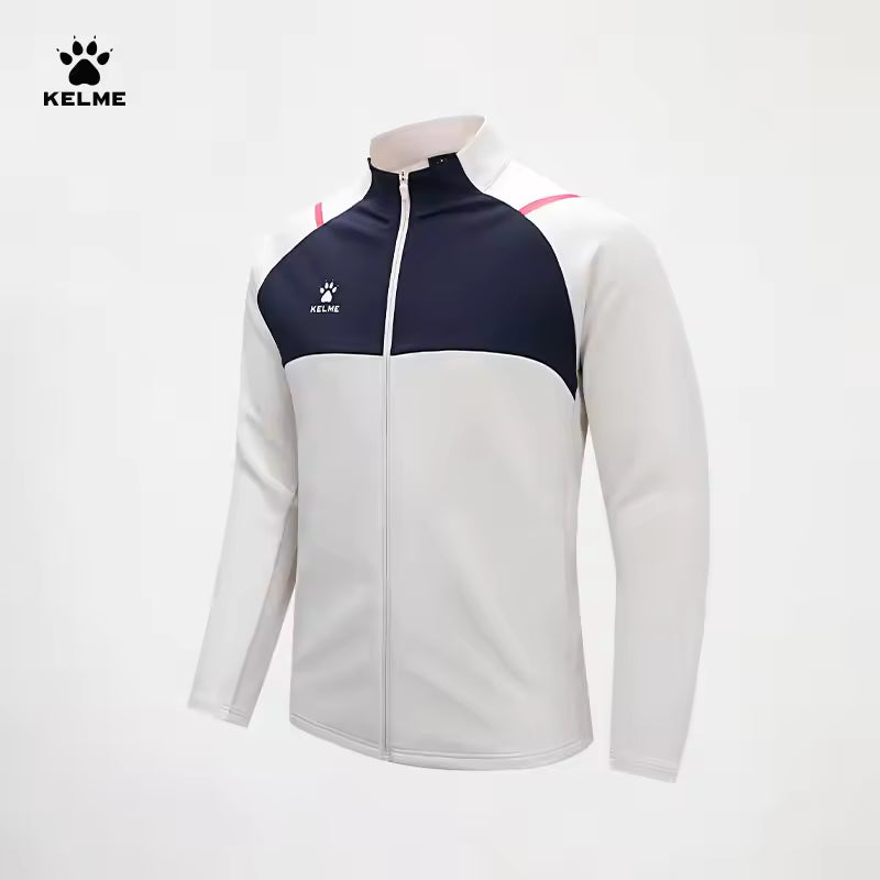 Kelme Football Training Knitted Jacket For Men's Spring 2024 Printed Stand Up Collar Cardigan Sports Coat Children's Sportswear