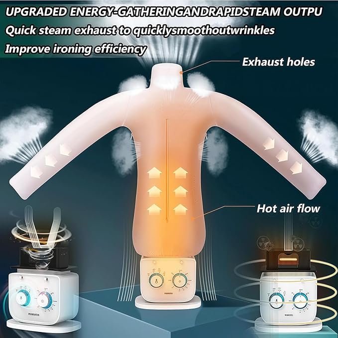 Automatic Ironing Machine for Home,Vertical Steam Closet for Clothes 1000W,Portable Electric Clothes Dryer,Inflatable Shirt Ironing Machine,Steamer for Clothes Temperature Control