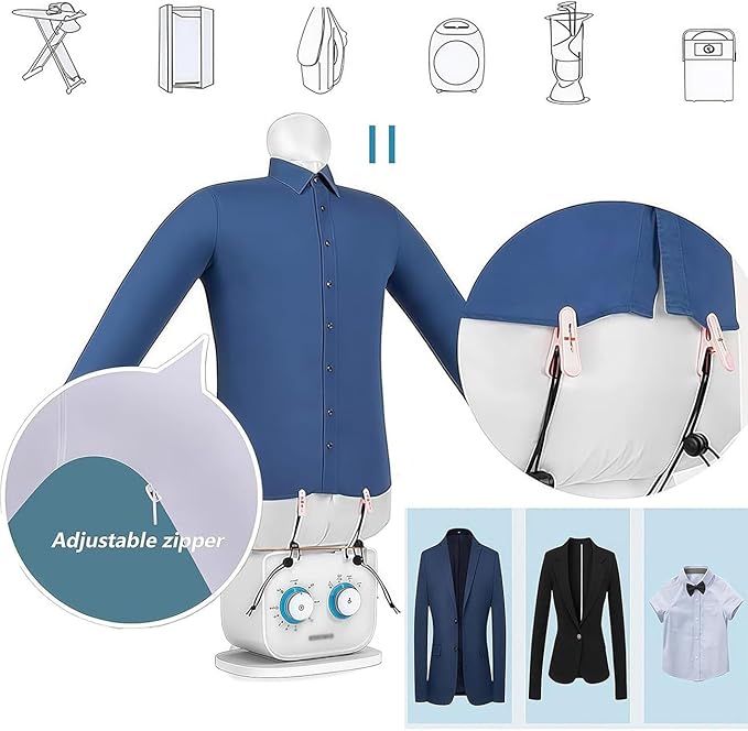 Automatic Ironing Machine for Home,Vertical Steam Closet for Clothes 1000W,Portable Electric Clothes Dryer,Inflatable Shirt Ironing Machine,Steamer for Clothes Temperature Control