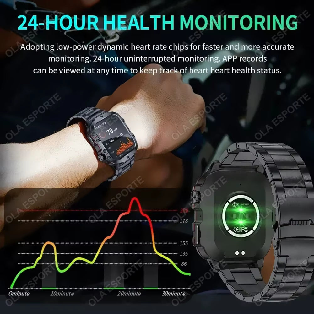 Elevate Your Fitness Journey with the 2025 Men's Smartwatch - Bluetooth Calling, Flashlight & IP68 Waterproof Design for Android & iOS