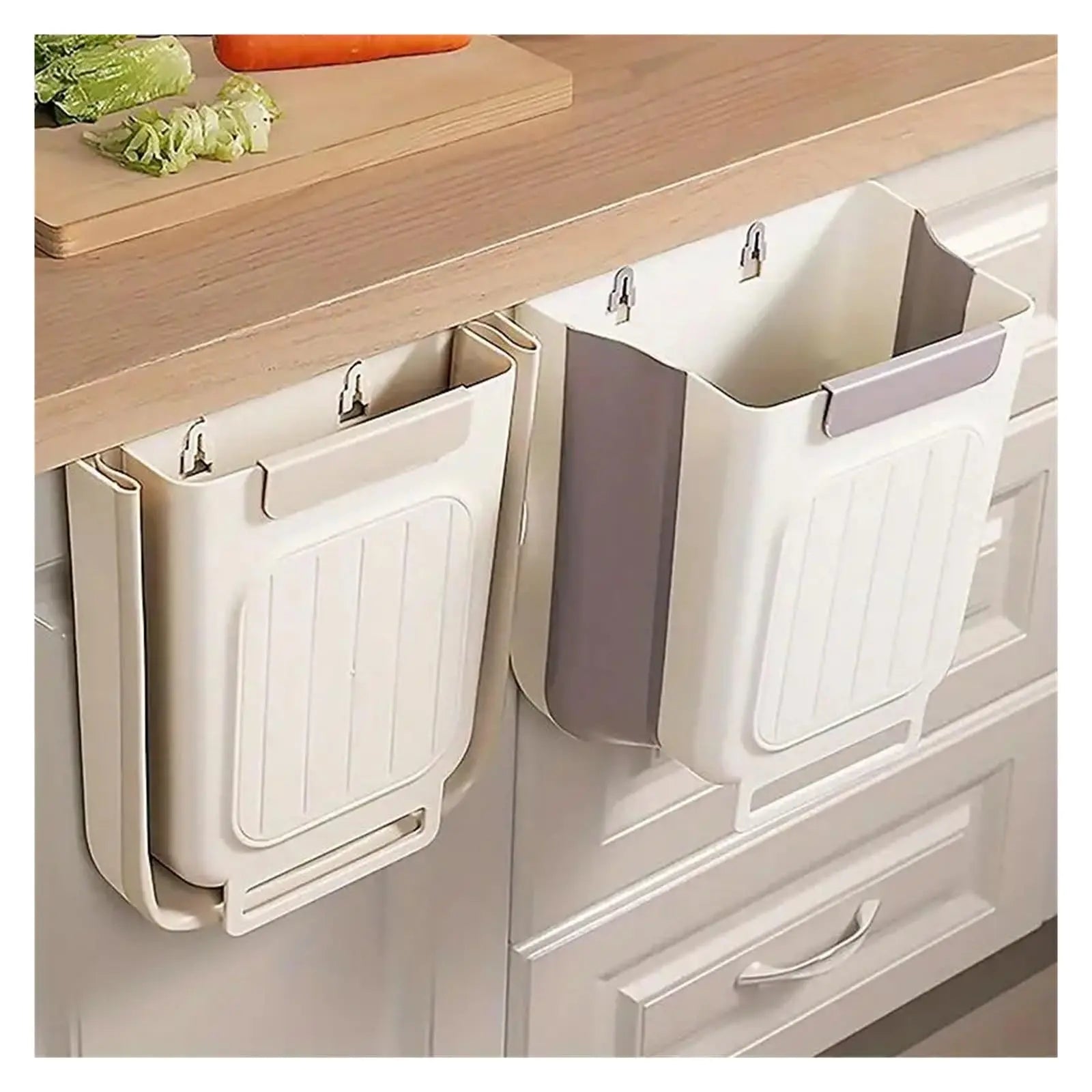 Versatile Collapsible Hanging Kitchen Trash Can - Space-Saving Foldable Rubbish Bin for Home and Bathroom (11L)